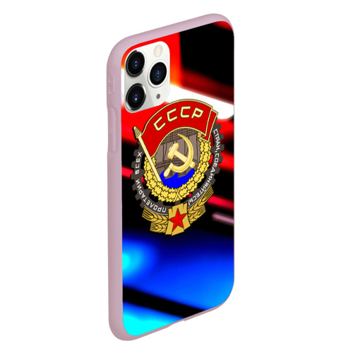 Чехол для iPhone 11 Pro матовый с принтом СССР страна герб, вид сбоку #3