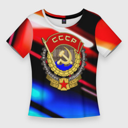 Женская футболка 3D Slim СССР страна герб