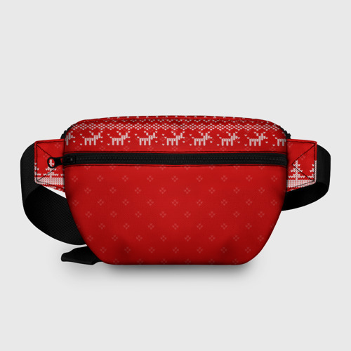 Поясная сумка 3D с принтом Новогодняя Олеся: свитер с оленями, вид сзади #1