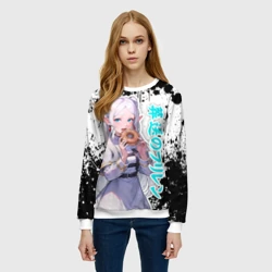 Женский свитшот 3D Фрирен - поедает пончик - фото 2