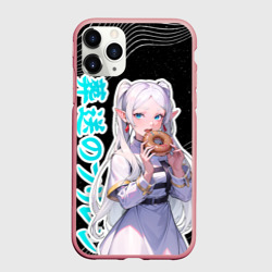Чехол для iPhone 11 Pro Max матовый Фрирен кушает пончик