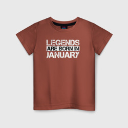 Детская футболка хлопок Legends are born in january inscription