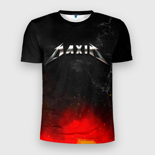 Мужская футболка 3D Slim Максим в стиле Металлика - огонь и искры , цвет 3D печать