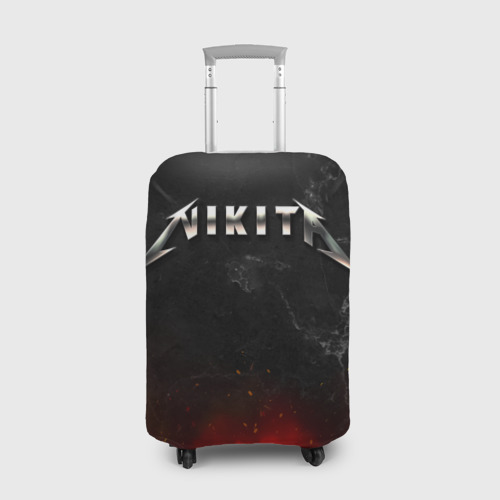 Чехол для чемодана 3D Никита в стиле Металлика - огонь и искры , цвет 3D печать