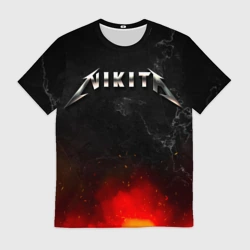 Мужская футболка 3D Никита в стиле Металлика - огонь и искры 