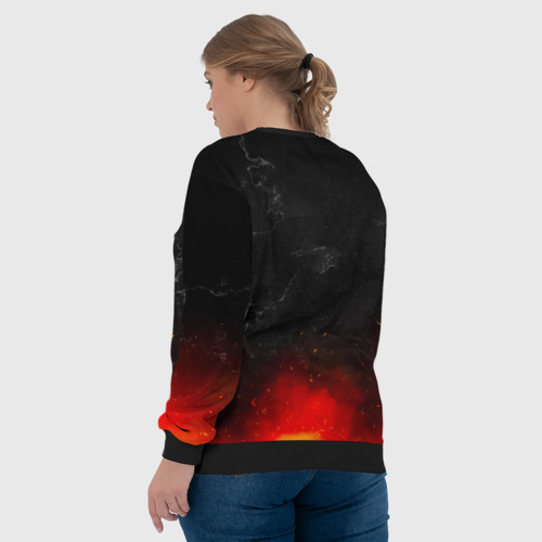 Женский свитшот 3D с принтом Алина в стиле Металлики - искры и огонь, вид сзади #2