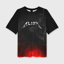 Женская футболка oversize 3D Алина в стиле Металлики - искры и огонь