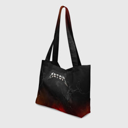 Пляжная сумка 3D Антон в стиле металлика - огонь и искры  - фото 2