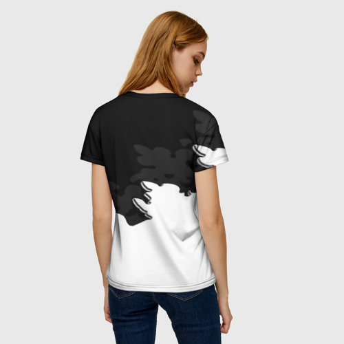 Женская футболка 3D с принтом СССР чернобелый стиль, вид сзади #2