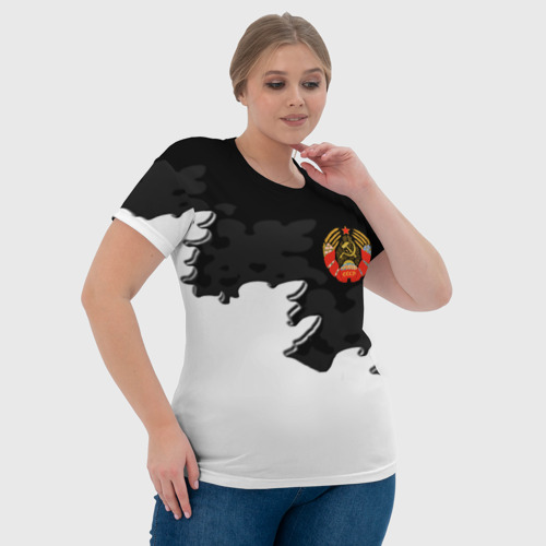 Женская футболка 3D с принтом СССР чернобелый стиль, фото #4