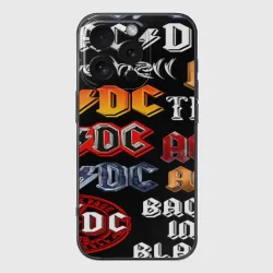 Чехол для iPhone 16 Pro силиконовый с защитой камеры AC DC band rock steel