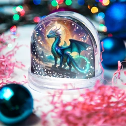 Игрушка Снежный шар Величественный синий дракон - фото 2