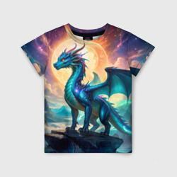 Детская футболка 3D Величественный синий дракон