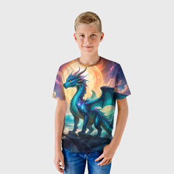 Детская футболка 3D Величественный синий дракон - фото 2