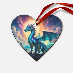 Деревянная игрушка Сердце Величественный синий дракон