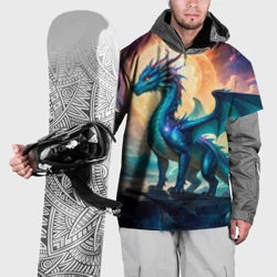 Накидка на куртку 3D Величественный синий дракон