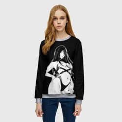Женский свитшот 3D Унохана на черном фоне - фото 2