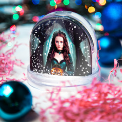 Игрушка Снежный шар Девушка ведьма королева с тыквой - фото 2