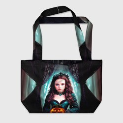 Пляжная сумка 3D Девушка ведьма королева с тыквой