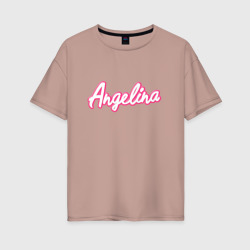 Женская футболка хлопок Oversize Ангелина в стиле Барби - объемный шрифт