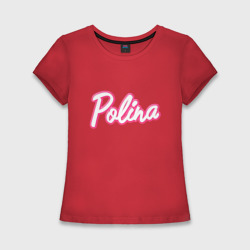 Женская футболка хлопок Slim Полина в стиле Барби - объемный шрифт