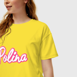 Женская футболка хлопок Oversize Полина в стиле Барби - объемный шрифт - фото 2