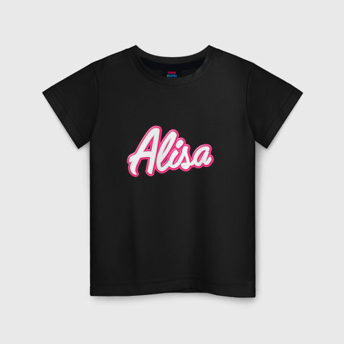 Детская футболка хлопок Алиса в стиле барби - объемный шрифт, цвет черный