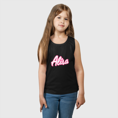 Детская майка хлопок Алиса в стиле барби - объемный шрифт, цвет черный - фото 3