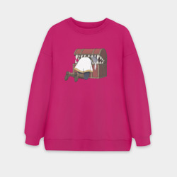 Женский свитшот oversize без начеса хлопок Фрирен застряла в сундуке мимике