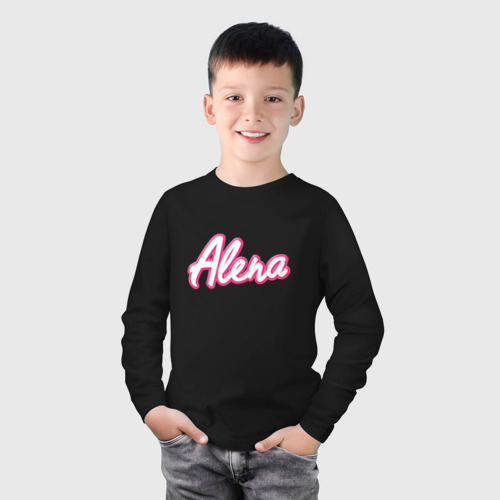 Детский лонгслив хлопок с принтом Алена в стиле барби - объемный шрифт, фото на моделе #1