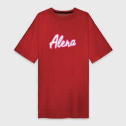 Платье-футболка хлопок Алена в стиле барби - объемный шрифт