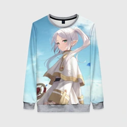 Женский свитшот 3D Фрирен и небо - эльфийка