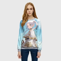Женский свитшот 3D Фрирен и небо - эльфийка - фото 2