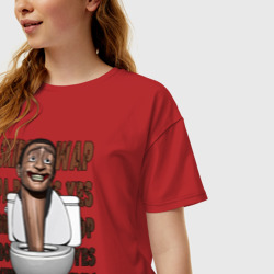Женская футболка хлопок Oversize Skibidi toilet head - фото 2
