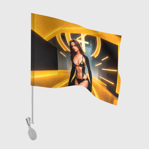 Флаг для автомобиля Девушка в золотом бикини