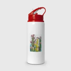Бутылка для воды с трубочкой Кактусы маслом