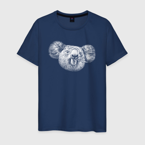 Мужская футболка из хлопка с принтом Голова полненькой коалы, вид спереди №1
