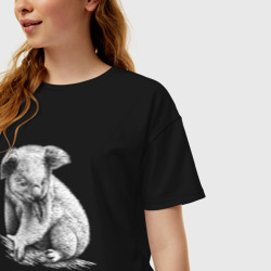 Женская футболка хлопок Oversize Белая коала - фото 2