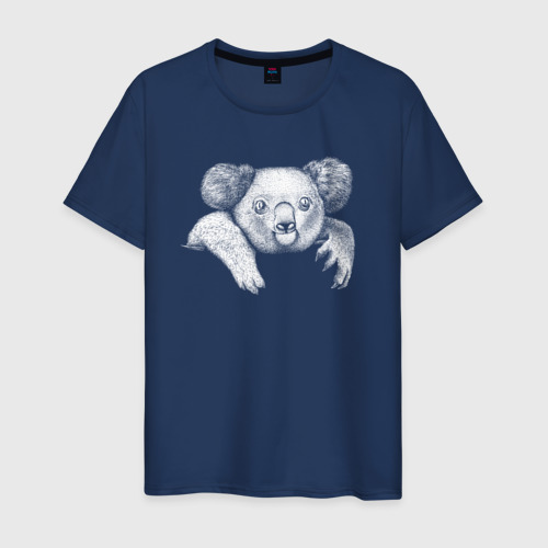 Мужская футболка из хлопка с принтом Любопытная коала, вид спереди №1