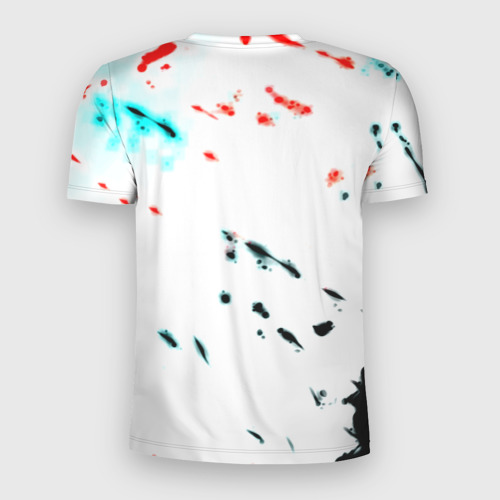 Мужская футболка 3D Slim с принтом Portal action game краски, вид сзади #1