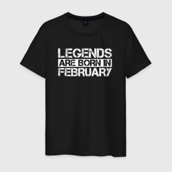 Legends are born in February inscription – Мужская футболка хлопок с принтом купить со скидкой в -20%