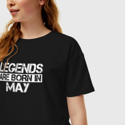 Женская футболка хлопок Oversize Legends are born in May inscription - фото 2