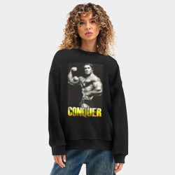 Женский свитшот oversize без начеса хлопок Arnold - mister olimpia  - фото 2