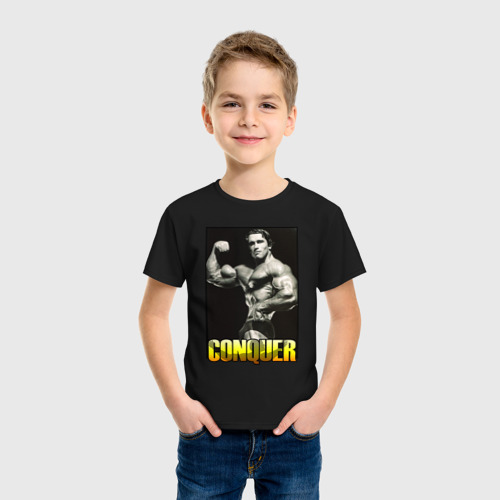 Детская футболка хлопок с принтом Arnold - mister olimpia, фото на моделе #1