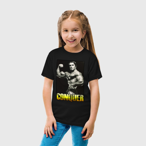 Детская футболка хлопок с принтом Arnold - mister olimpia, вид сбоку #3