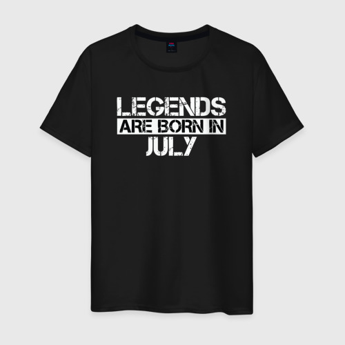 Мужская футболка хлопок Legends are born in July inscription, цвет черный