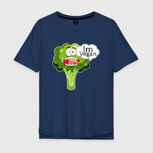 Мужская футболка хлопок Oversize с принтом I'm vegan broccoli, вид спереди #2