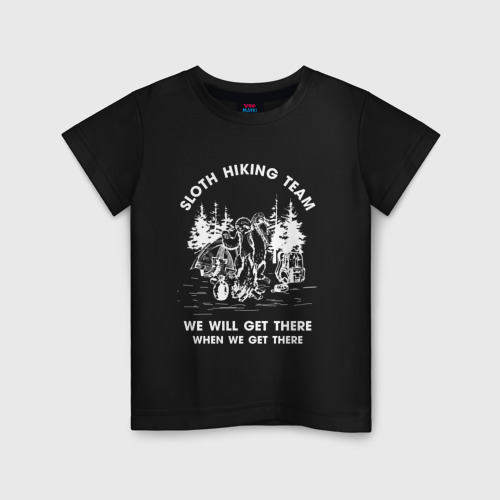 Детская футболка хлопок Slow hiking team wite , цвет черный