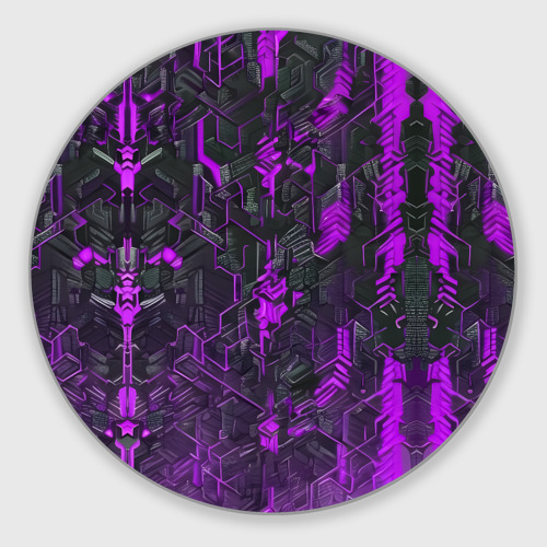 Круглый коврик для мышки Фиолетовая адская киберпанк броня