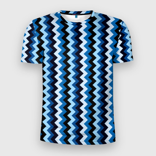Мужская футболка 3D Slim Ломаные полосы синий, цвет 3D печать